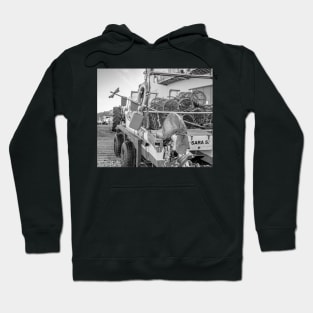 Crab and lobster fishing boat on Cromer beach, North Norfolk Hoodie